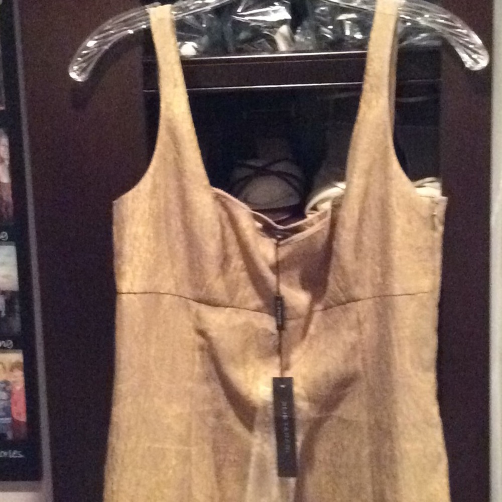 Elie Tahari metallic gold dress cocktail party Wedding Size 6 nwt - Picture 6 of 15